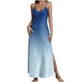 thumbnail image 2 of Mifsaly Satin Silk Dress for Women Deep V-Neck Spaghetti Strap Nightgown Gradient Side Slit Maxi Sleep Dresses Lightweight Soft Nightwear and Loungewear XL, 2 of 8