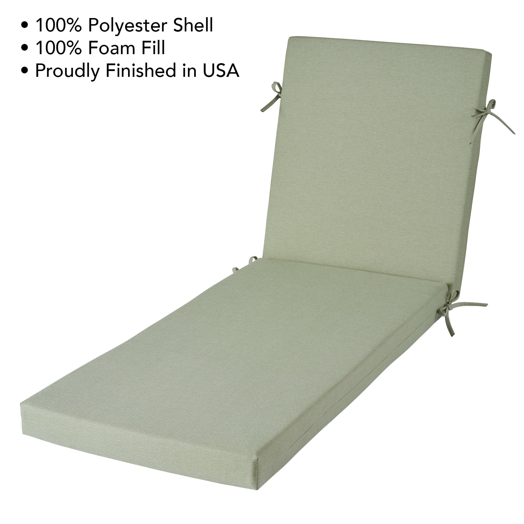 Better Homes & Gardens 72" x 23" Outdoor Chaise Lounge Cushion, 1-Piece, Green