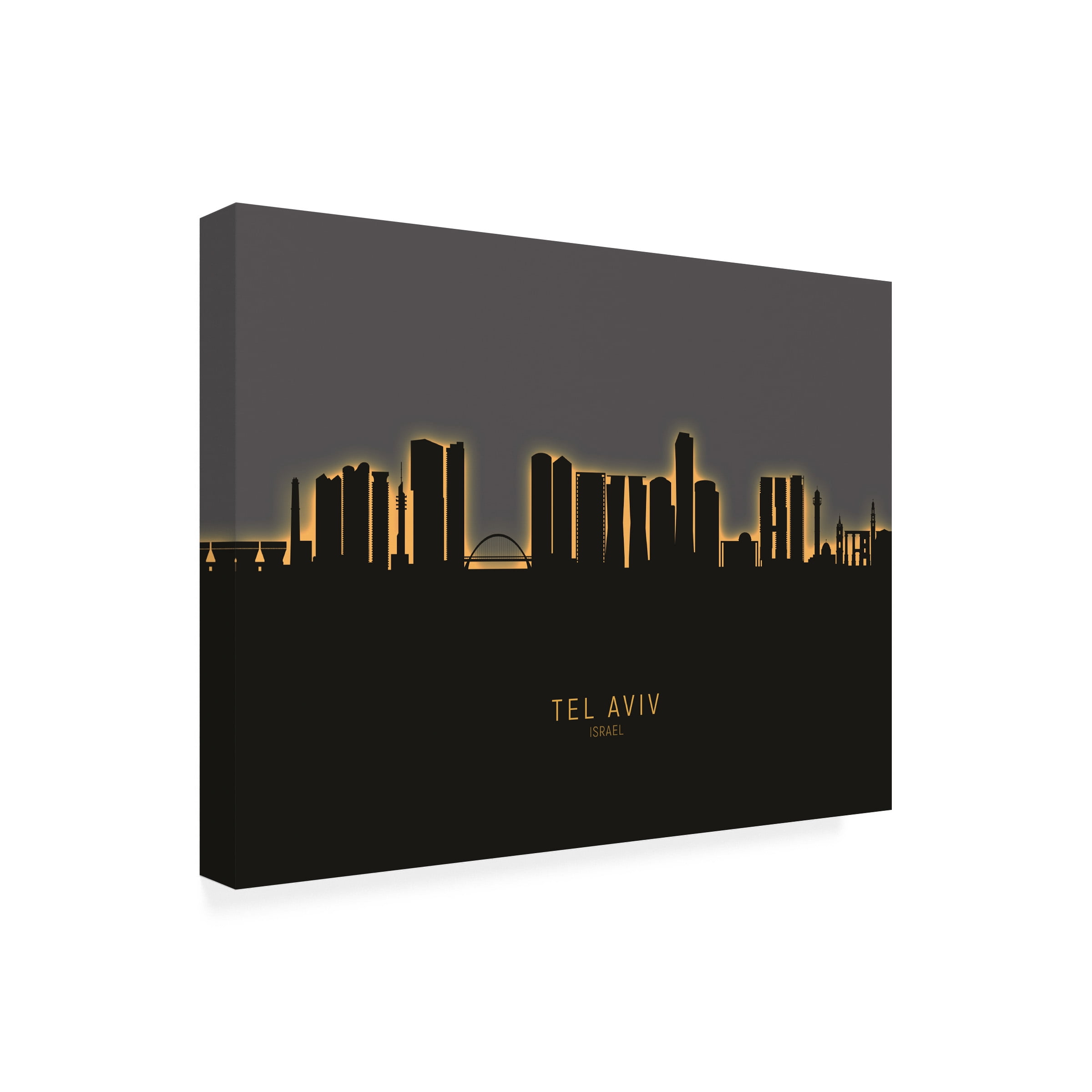 Michael Tompsett 'Tel Aviv Israel Skyline Glow II' Canvas Art