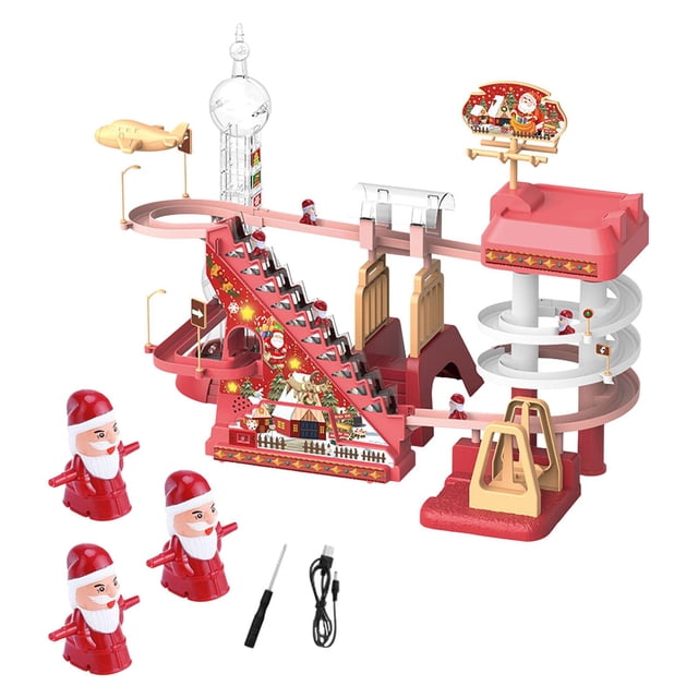 Escalera de escalada juguete de Papá Noel decoración de la habitación de Navidad regalo de Navidad para niños música accesorios de recuerdo de fiesta USB