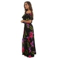 thumbnail image 2 of Riviera Sun Rayon Crepe Printed Maxi Dress for Women (3X, Black - Purple Floral), 2 of 3