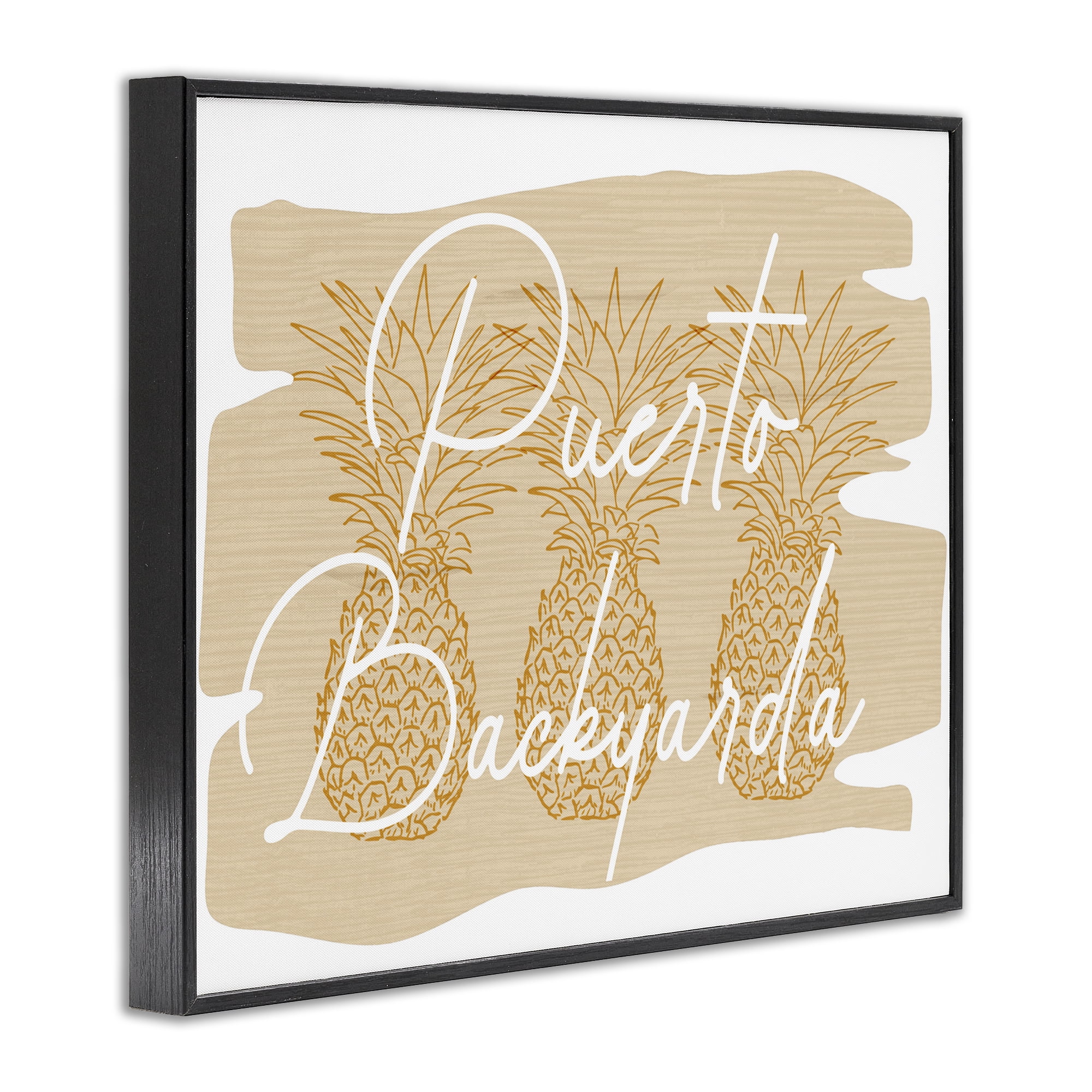 Stupell Industries Puerto Backyarda Phrase Food & Beverage Painting Black Framed Art Print Wall Art, 14 x 11
