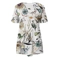 thumbnail image 4 of Qiopertar T-Shirts d'Été Mode Décontractée Col Rond Imprimé Manches Courtes Blouse Confortable pour Femmes Grandes Économies de Vacances! Offres de la Semaine Liquidation, 4 of 4