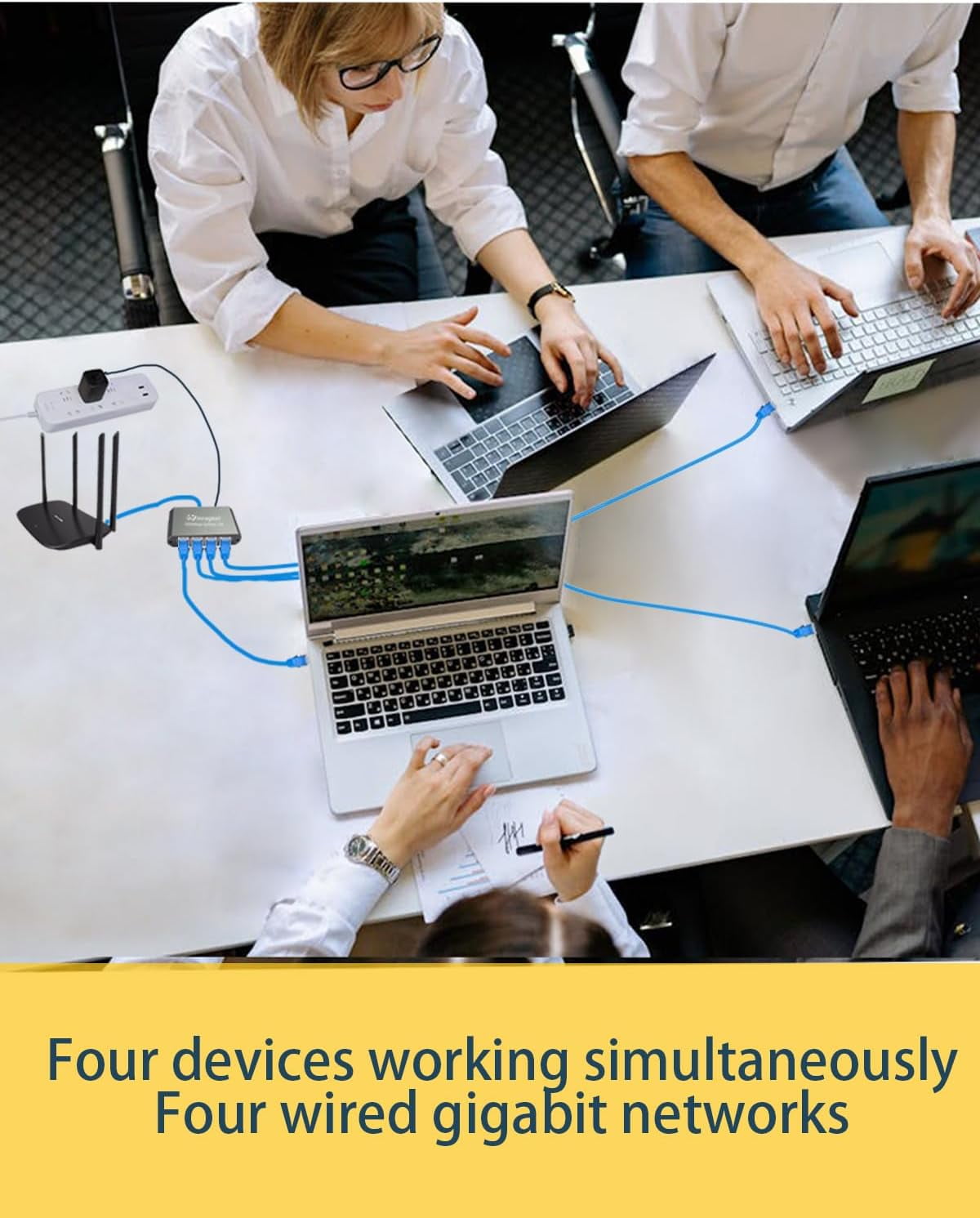 Ethernet Splitter, ethernet hub 4 Port gigabit,Ethernet Splitter 1 to 4,Network hub,Internet Switch 4 Port, Switch (4 Devices Working simultaneously with Gigabit Network)