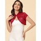 thumbnail image 3 of Cárdigan de encaje para mujer, cuello alto, corto, elegante, encogimiento de hombros Rojo XS, 3 of 6