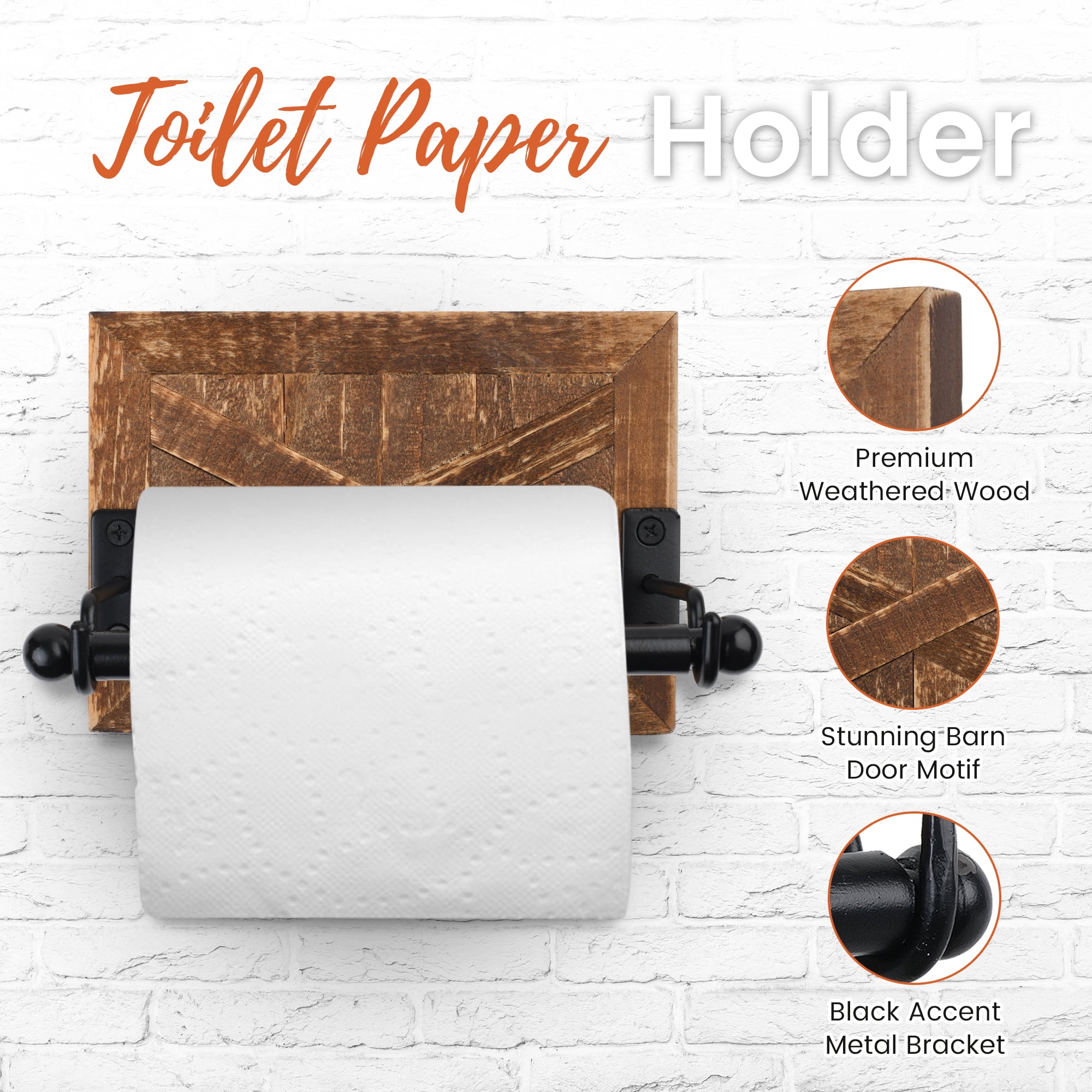 Rustic Farmhouse Toilet Paper Holder and Towel Ring Bathroom Accessories Set, Western Bathroom Decor