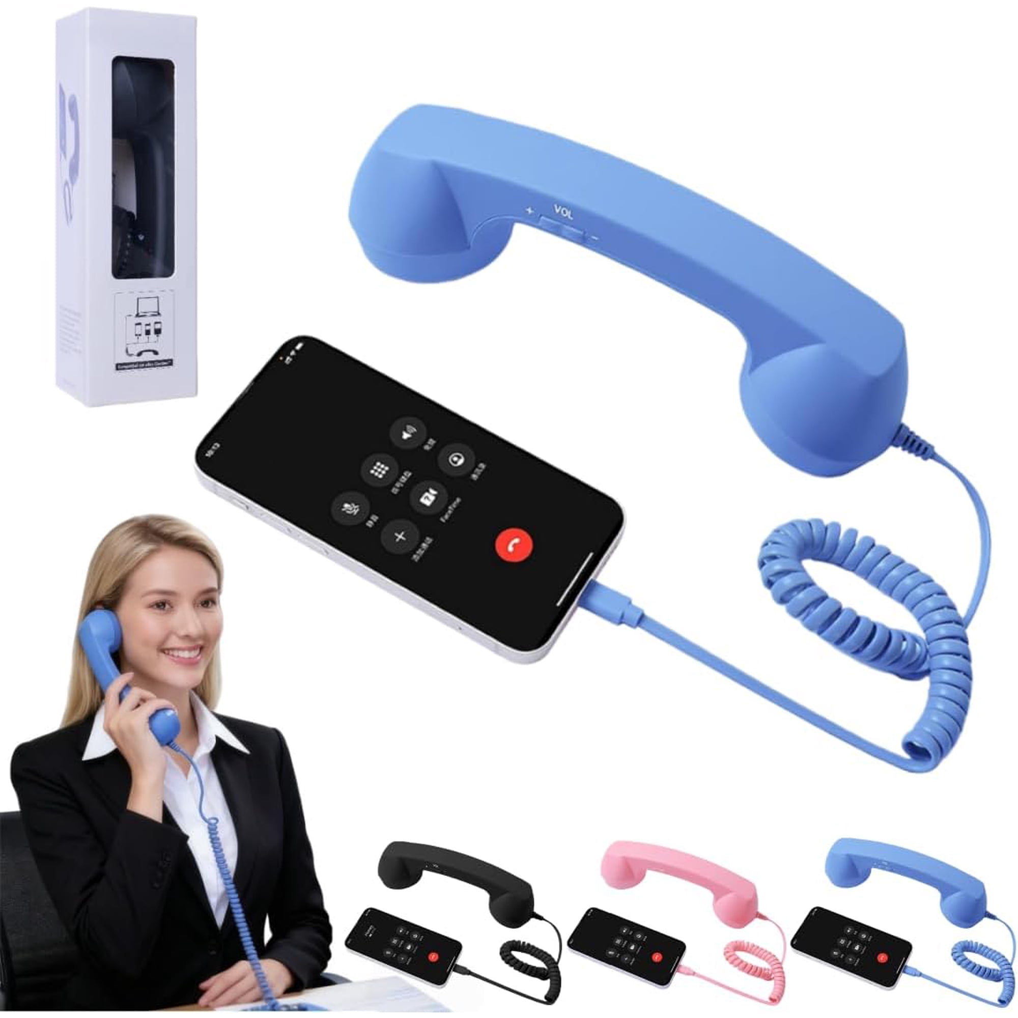 9in Retro Phone Handset, Type-C Wired Classic Telephone Receiver for Modern Smartphones, Enhanced Clear Sound for Voice Calls, Online Meetings and Video Conferences