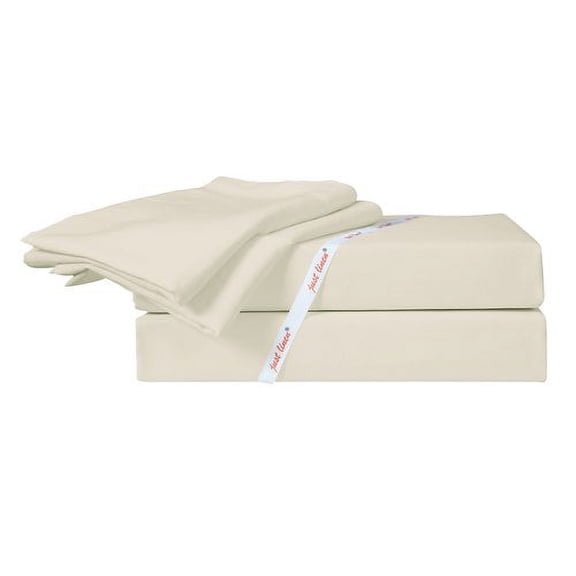 Just Linen 400 Thread Count Solid 100pct Egyptian-Quality Cotton Sateen Sheet Set