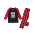 thumbnail image 6 of Christmas Family Matching Pajamas Christmas Pjs Holiday Nightwear Sleepwear Sets Long Sleeve Red and Black Plaid Pants Pjs HAPPY NEW YEAR 2026, 6 of 6