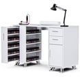 thumbnail image 3 of Advwin Manicure Table with Dust Collector, Nail Tech Desk for Beauty Salon, Nail Station with Wrist Cushion, Drawers, Shelves, and Storage Cabinet, 3 of 10