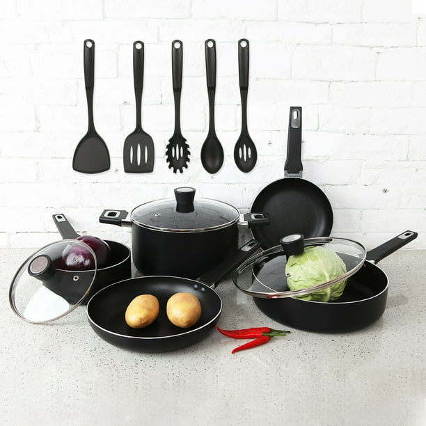 Mainstays Aluminum Nonstick Midweight 13pcs Cookware Set Dishwasher