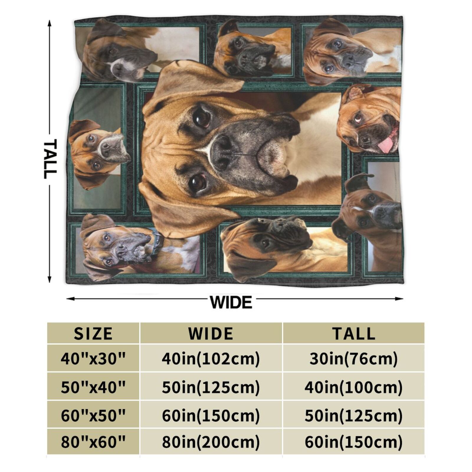Wijzvio Boxer Dog Throw Blanket Soft Fuzzy Fleece Blanket For Couch Bed Living Room Decoration 60"X50"