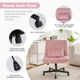 thumbnail image 3 of Criss Cross Chair, Office Chair Cross Legged with Wheels, Armless Office Chair, Velvet Desk Chairs with Wheels for Home Office, Meditation, Makeup (Velvet Light Pink), 3 of 18