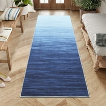 GlowSol 2' x 6' Runner Rug Modern Ombre Rug Indoor Washable Bedsides Runner Rug Non-Skid Low Pile Floor Mats for Bedroom Laundry Hallway, Blue