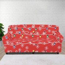 XYZCANDO Red Christmas Lights Couch Sofa Covers 1-Piece Stretch Armchair Cover Sofa Covers 1 Cushion Sofa Couch Slipcover Furniture Protection Decorative for Living Room