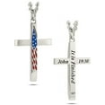 thumbnail image 3 of Men's Stainless Tapered USA Flag Cross Necklace-John 19:30 by Shields of Strength, 3 of 4