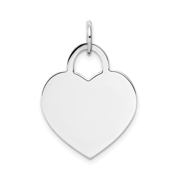 14k White Gold Heart Padlock Pendant Charm, Engravable Polished Jewelry for Women