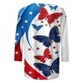 thumbnail image 5 of LYEAA Fourth of July Special Edition 3/4 Sleeve Tops for Women American Flag Print Round Neck Cotton T-Shirt Casual Patriotic Blouse Blue M, 5 of 5