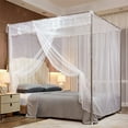 thumbnail image 2 of Niusricy Canopy Bed Curtains, 4 Corner Post Lace Trim Princess Bed Canopy, Mosquito Net for Adult Kids Bedroom, 2 of 8
