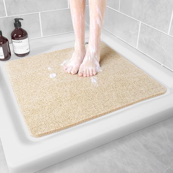 Alfombrilla de ducha antideslizante Hargiis, de secado rápido, color beige