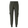 thumbnail image 4 of Mens Casual Cargo Joggers Drawstring Elastic Waist Tapered Work Cargo Pants Outdoor Hiking Pants With Pockets, 4 of 7