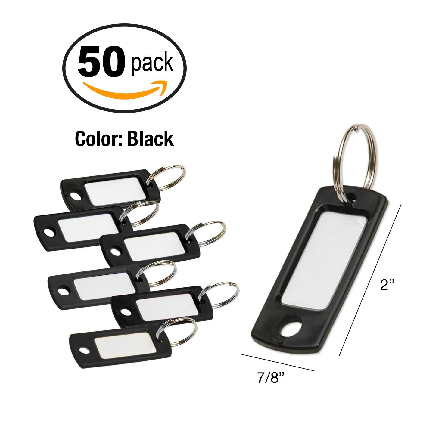 Lucky Line 16920 Black Key Tag, 50-Pack