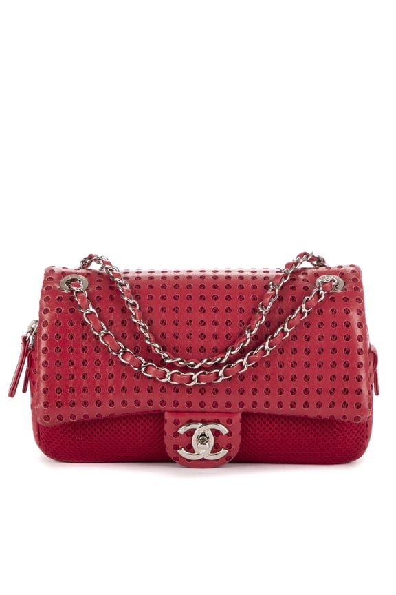 Pre-Owned Chanel Red Easy Flap Jumbo Shoulder Bag