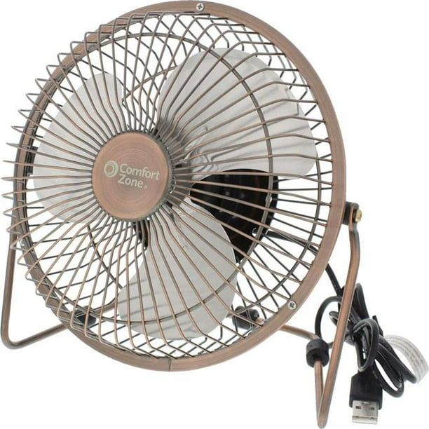 Comfort Zone High Velocity USB Desk Fan, Asstorted Colors 6 in