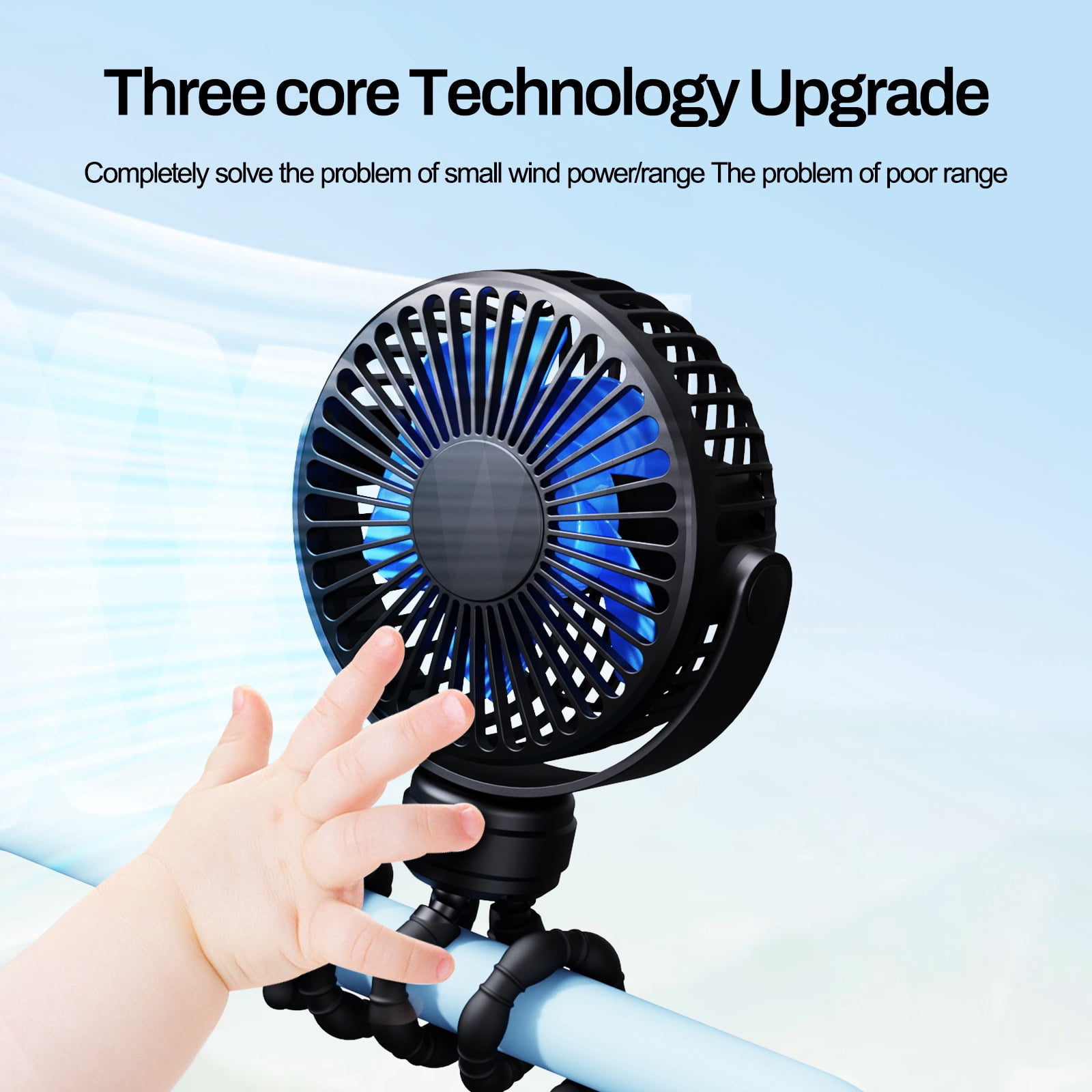 Portable Baby & Travel Stroller Fan with Flexible Octopus Tripod and Quiet Operation