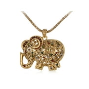 Alilang Elephant Pendant Colored Rhinestone Carved Animal Necklace