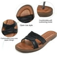 thumbnail image 3 of Ecetana Sandals for Women Slide Sandals Open Toe Flat Dress Sandals Indoor Outdoor Summer Slippers, 3 of 5