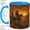 Blue, variant on Western Couple Riders Accent Mug, 11oz Ceramic Coffee Cup for Horse Fans