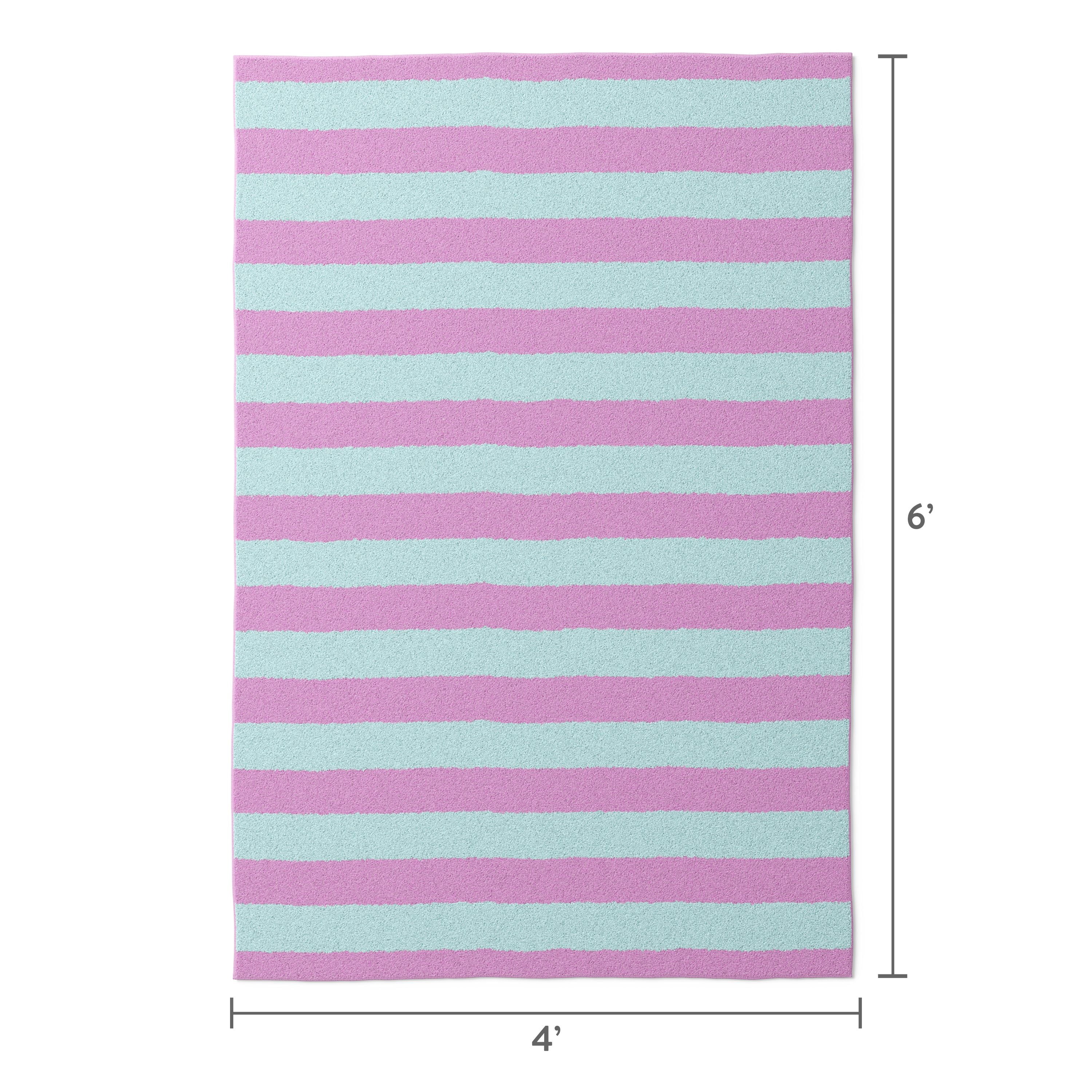 Mainstays Kids Tufted Pink and Light Purple Stripe Washable Area Rug, 4' x 6'