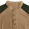thumbnail image 4 of HomeDM Men's Henley Button Down Shirts, Color Block Short Sleeve Casual Basic Tee Summer Lightweight T Shirts, Khaki, 4 of 7