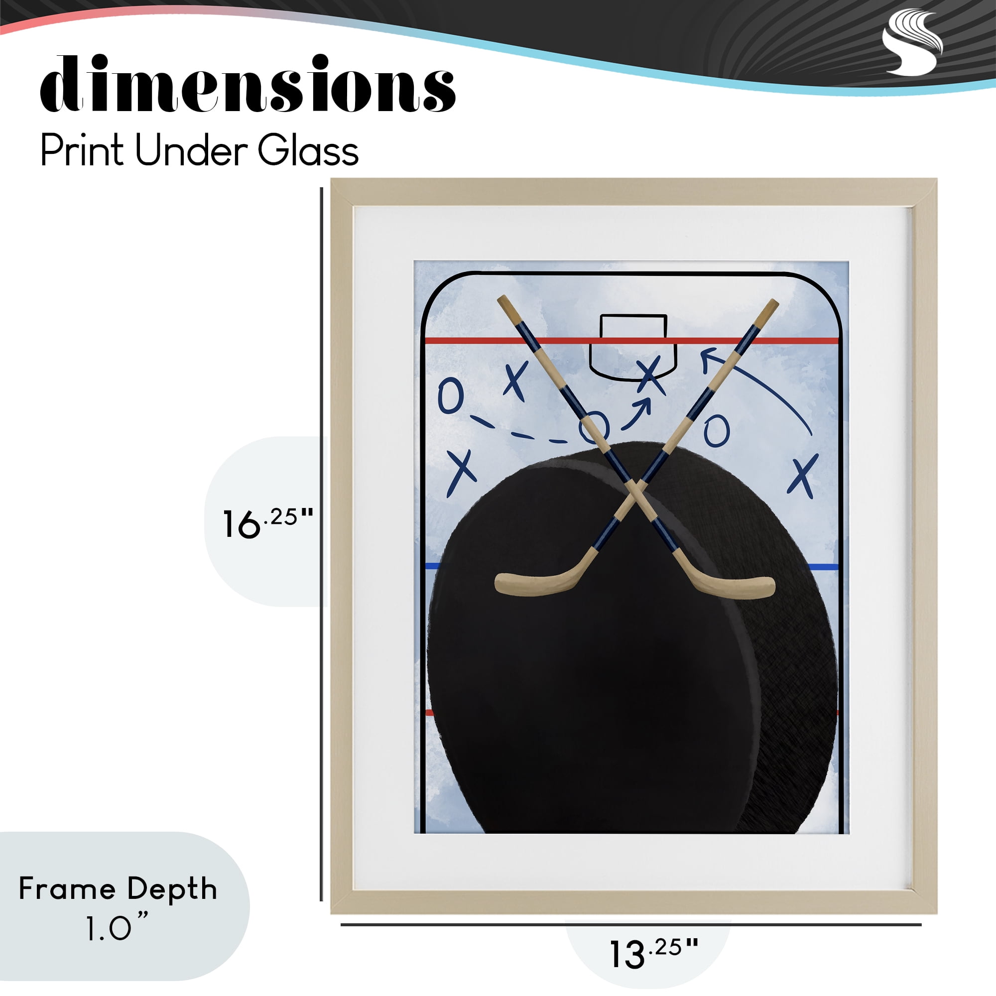 Stupell Industries Hockey Rink Tactics Birch Framed Print Under Glass, design by Jennifer Stith