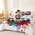 thumbnail image 4 of Erosebridal Kids Football Sport Games 7 Pieces Bedding Comforter Set,Colorful Splatter Ink Full Bedding Set For Boys,Reversible, 4 of 7