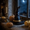thumbnail image 4 of Halloween Decor Witch Hats 7Inch Resin Black Wizard Hat Tabletop Party Supplies Mantel Fireplace Gift, 4 of 7