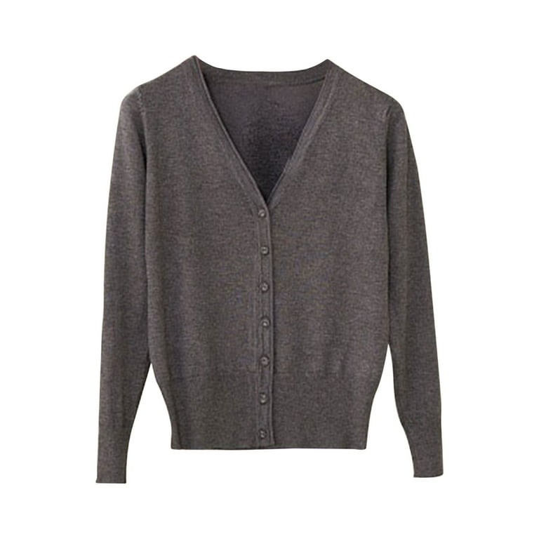 V Neck Women's Classic Button Down Long Sleeve V Neck Soft Knit