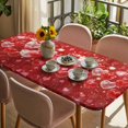 thumbnail image 3 of Valentine's Day Table Cloths for 6 Foot Rectangle Tables, Red Love Heart Balloons Fantasy Watercolor Patio Waterproof Elastic Fitted Tablecloths, Washable Rectangular Table Cover for Camping, 3 of 8