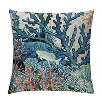 Creowell Summer Coastal Pillow Covers Navy Blue Coral Throw Pillow Cover Coral Branch Ocean Themed Beach Decor Pillowcase Beachy Nautical Cushion Case for Sofa Couch Outdoor Decor 12x12in