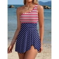 thumbnail image 4 of Asoul Scalloped One Shoulder One Piece Swimsuit Womens Tummy Control Bathing Suit with Skirt Tie Knot Cute Swimwear, 4 of 8