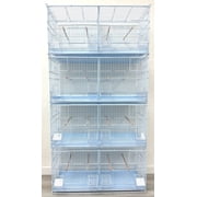 LARGE Combo-4 of White Stack & Lock Double Breeding Breeder Flight Bird Cage with Center Dividers Side Breeding Nest Box Doors Quail Aviary Canary Finches