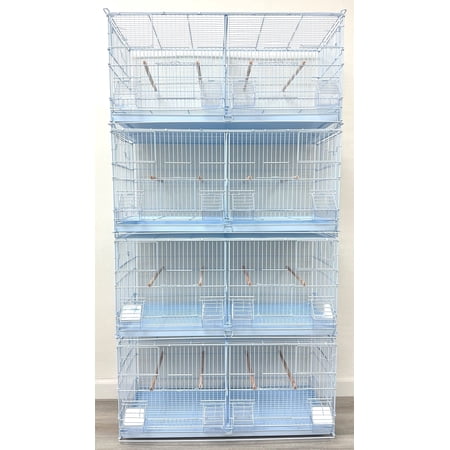 LARGE Combo-4 of White Stack & Lock Double Breeding Breeder Flight Bird Cage with Center Dividers Side Breeding Nest Box Doors Quail Aviary Canary Finches