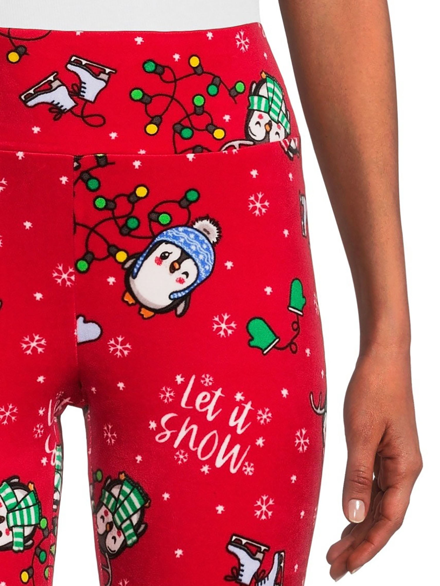 No Boundaries Juniors Christmas Velour Leggings, Sizes S-3XL