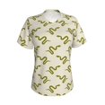 thumbnail image 4 of Wukai Green Snake Classic V-Neck T-Shirt for Women: Comfortable, Stylish, and Versatile Wardrobe Essential-Large, 4 of 7