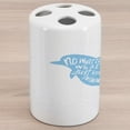 thumbnail image 1 of Dolphin Ceramic Toothbrush Holder, Hand Drawn Sea Mammal with Hipster Words Just Keep Swimming Image, Decorative Versatile Countertop for Bathroom, 4.5" X 2.7", Sky Blue White, 1 of 4