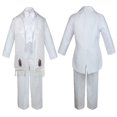 thumbnail image 3 of Baby Boy Christening Baptism Formal White Tail Suit Silver Gold Maria on Stole Sm-20, 3 of 4