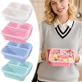 thumbnail image 6 of 3 Compartments Bento Box 6.7In Portable Reusable Snack Boxes Stackable Lunch Box Multifunction Meal Prep Containers For Work Travel-Green(17X15.5X5.5Cm), 6 of 6