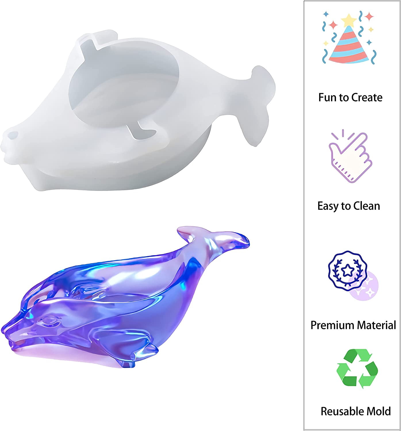 ABCISI Dolphin Shaped Silicone Resin Mold, Dolphin Self-Draining Soap Holder DIY Mold, Epoxy Resin Casting Soap Tray Mold for Bathroom, Unique Mold Design for Home Decoration