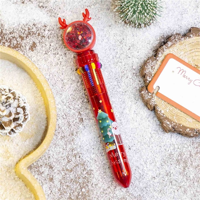 KTTECTOA 10 Color Christmas Ballpoint Pen Push Type Color Multifunction Marker 10 in 1 Multicolor Pen Christmas Gift 2ml Clearance Decor Canada Days Home and Kitchen Kitchen Decor